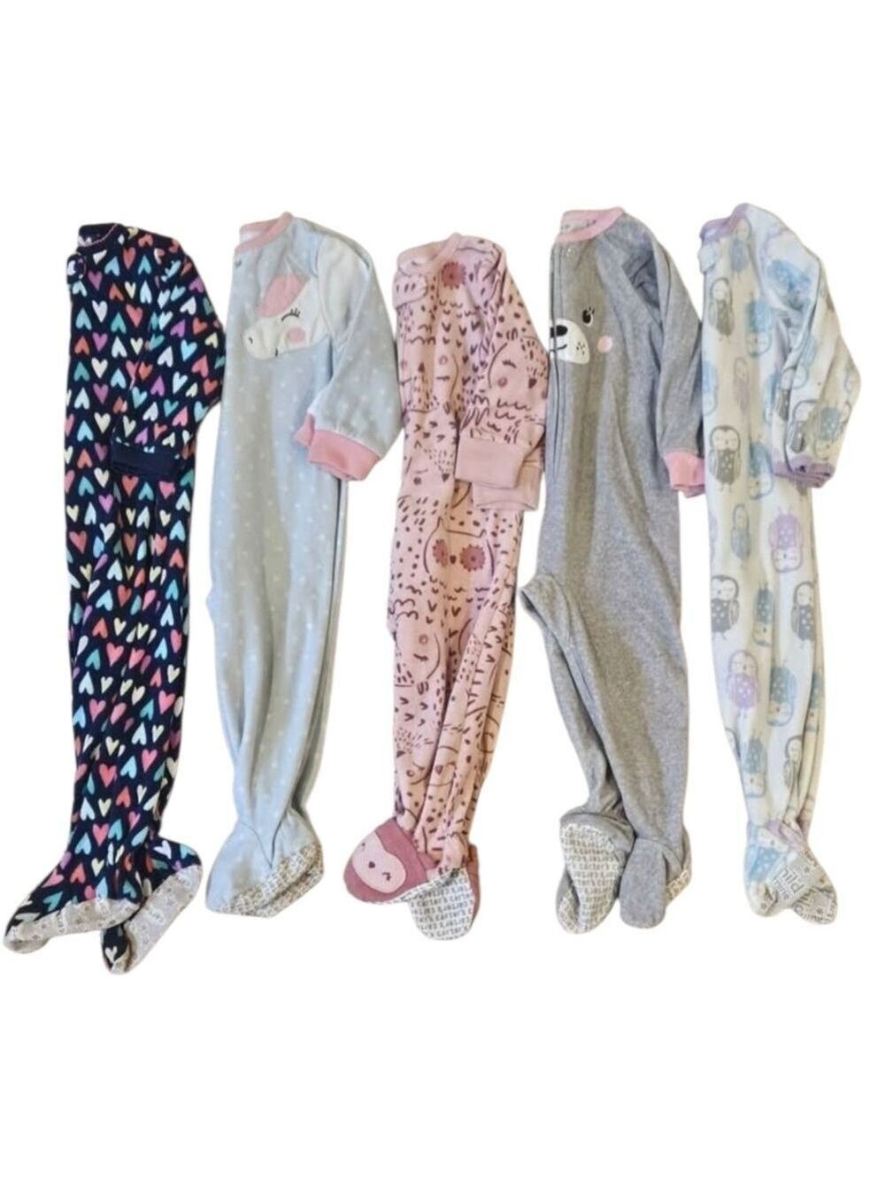 5/$25 Carter’s Baby Girl Fleece Sleepers Size 18M Footed Pajamas Lot Of 5